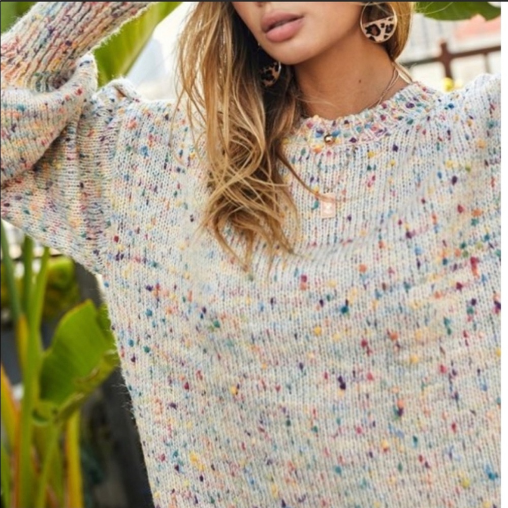 (8-10) Last 1! Ivory Confetti Relaxed Fit Sweater - Picture 3 of 5